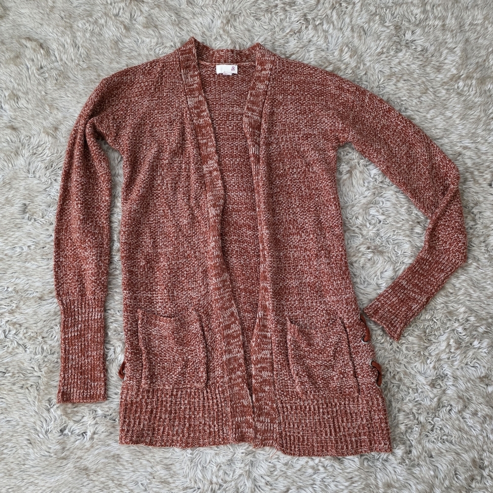SO Sonoma Goods For Life Lace Up Side Cardigan Sweater Red Women's‎ Size XS